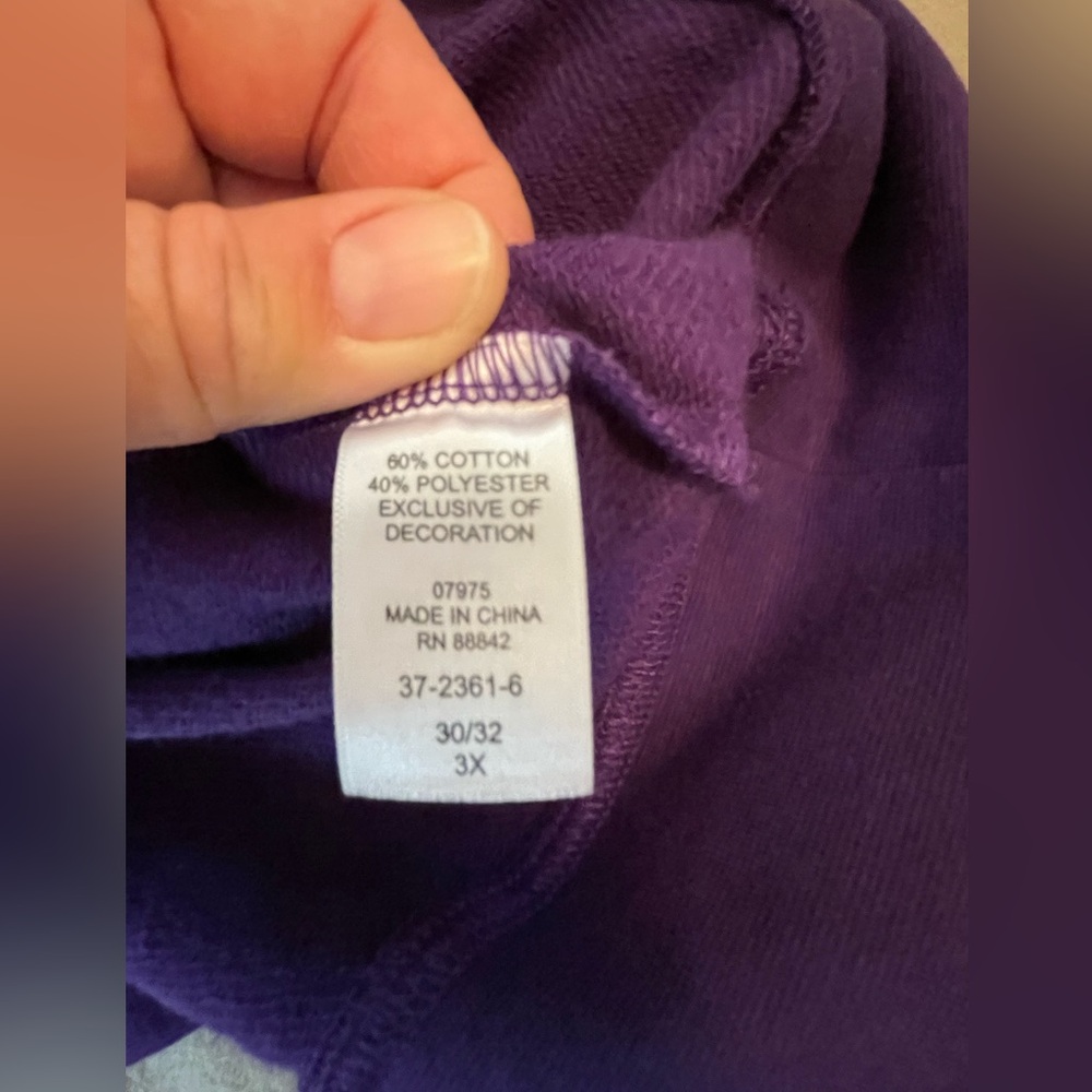 Roaman’s Women’s Size 3X 30/32 Pretty Purple Sweatshirt Decorative Sleeves - Picture 10 of 10